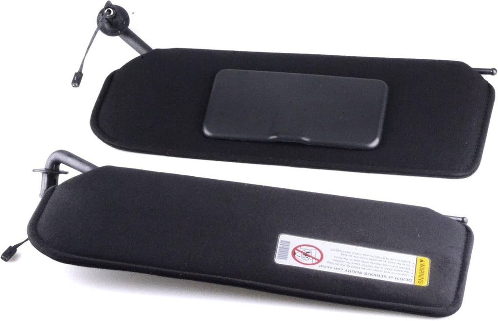 Pair of black sun visor shades with LED window and long edge mounting tabs