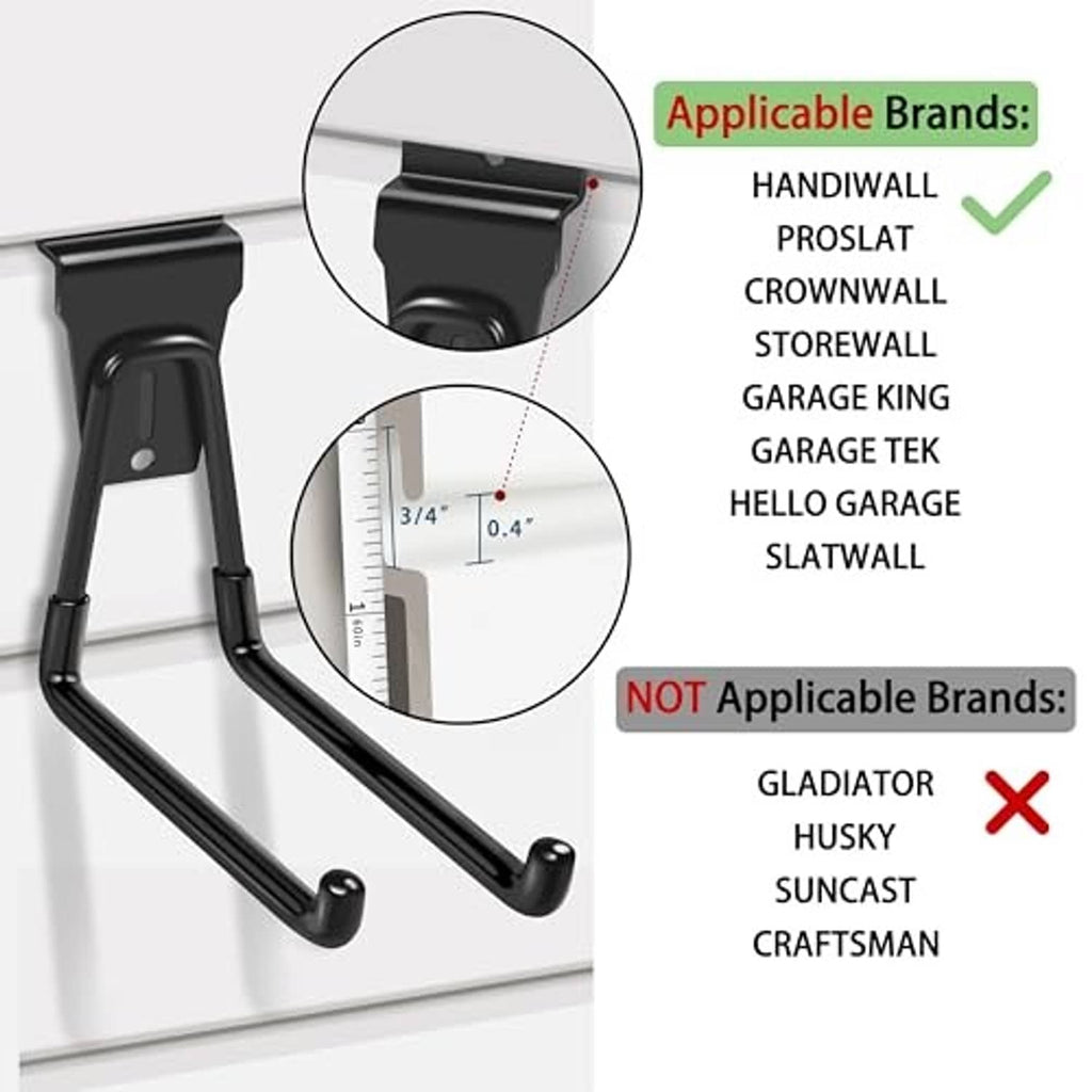 Black slatwall hook with curved prongs and square mounting plate