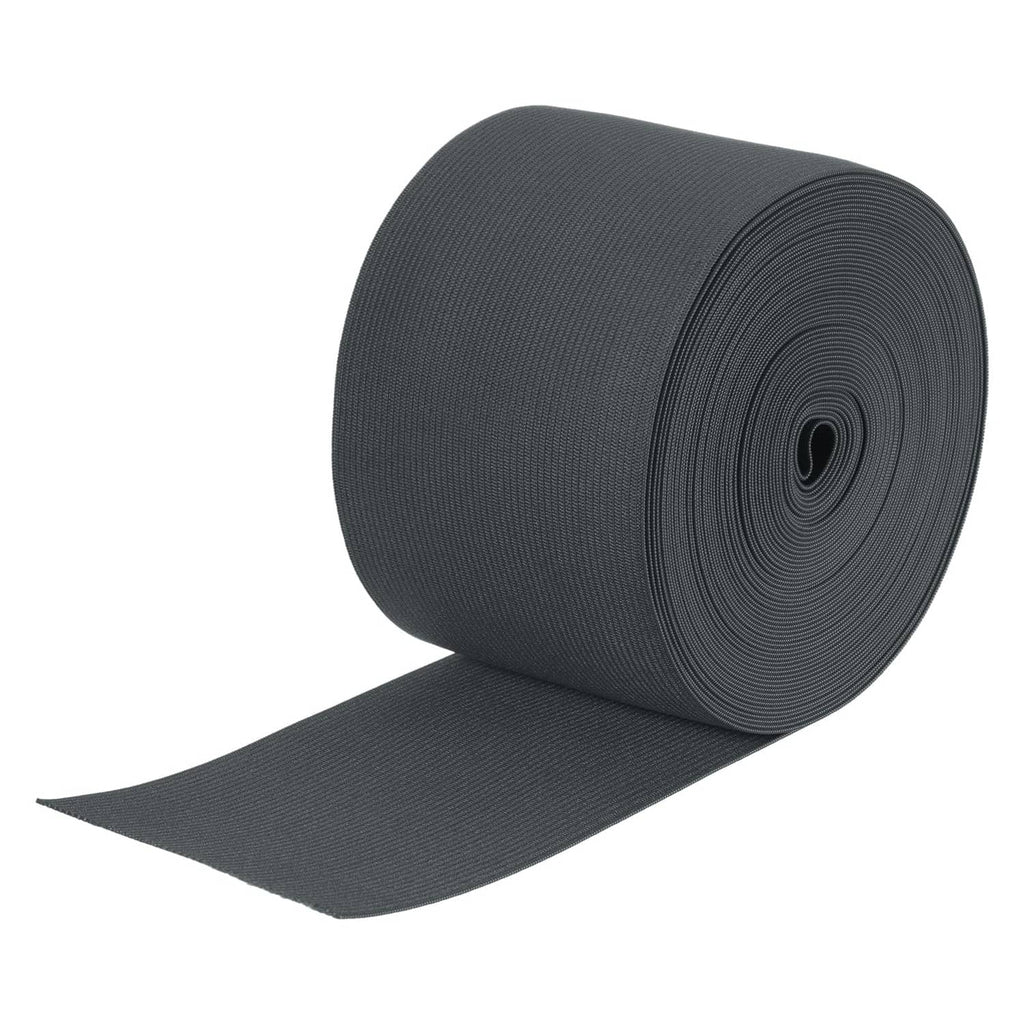Dark gray elastic band roll for sewing, neatly coiled