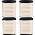 Set of four cylindrical engine air filters with white pleated media and black end caps