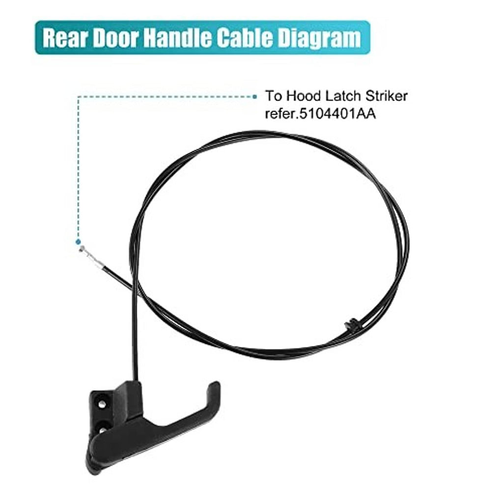 Hood release cable with black bracket and attached wire, diagram-style layout