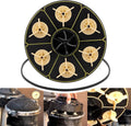 6-port water valve module, black round housing with six beige impellers and center hub