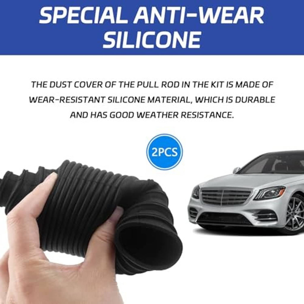 Universal steering rack boot kit featuring two black accordion-like steering boots