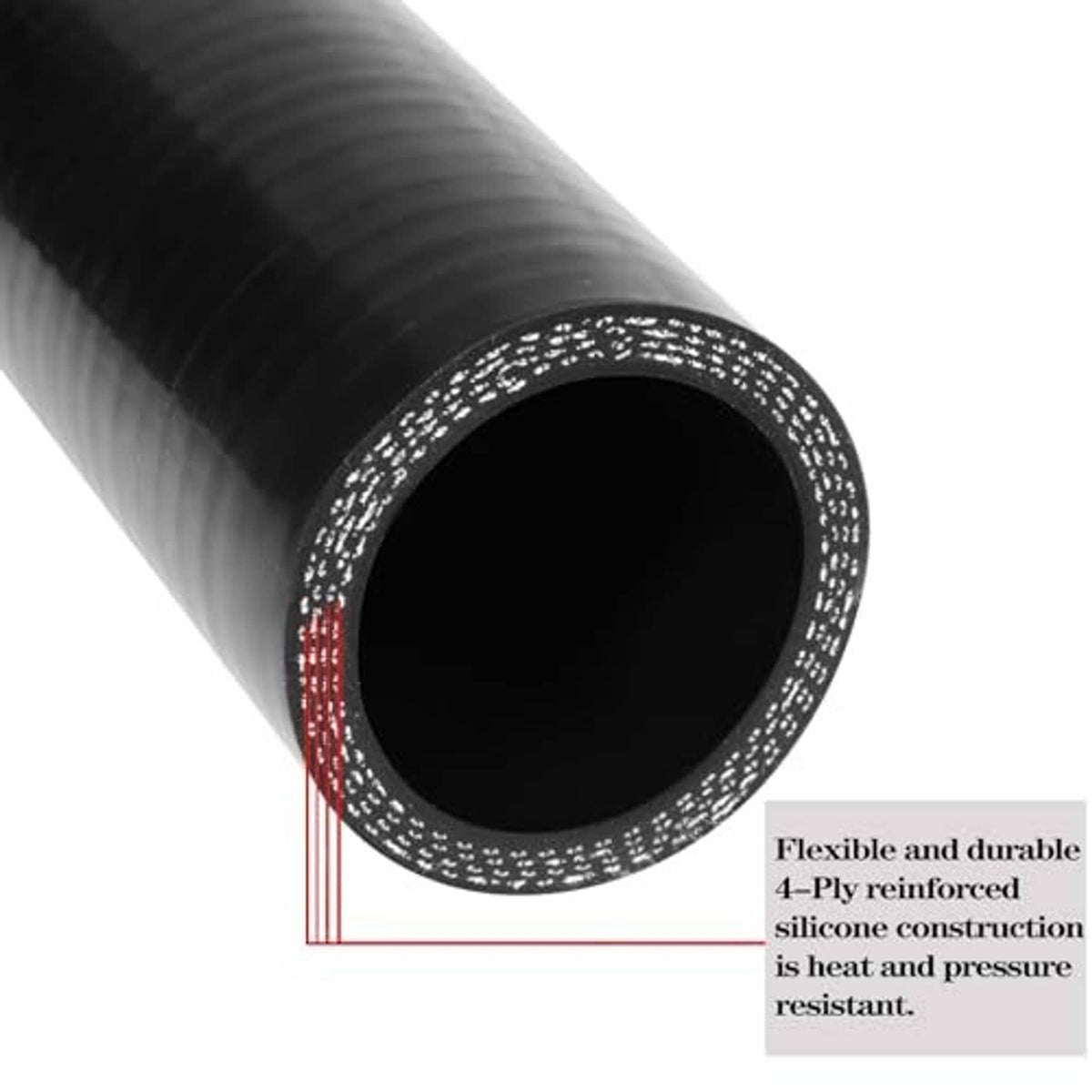 Black silicone elbow coupler showing open 2 in hose inlet