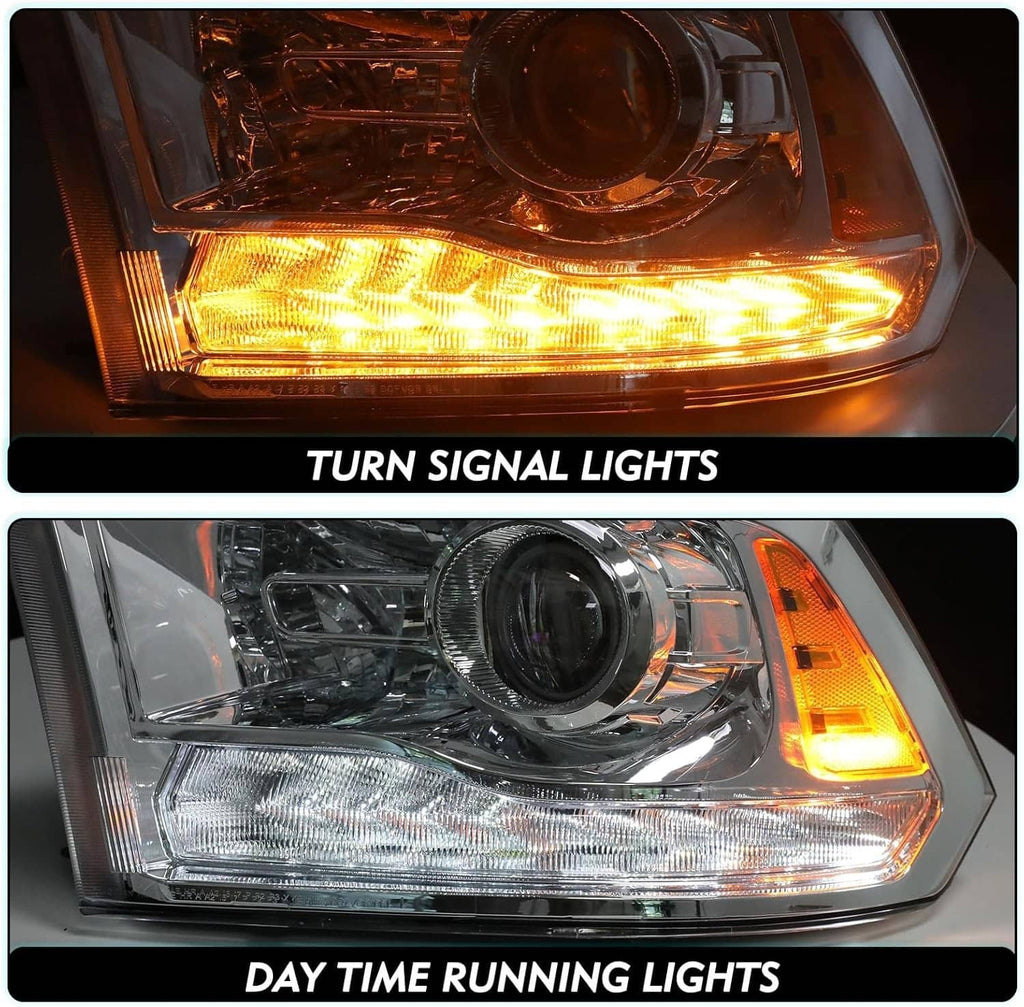 Turn signal lights and chrome projector headlight with daytime running lights
