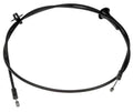 Black hood release cable with two end fittings and mounting clip.