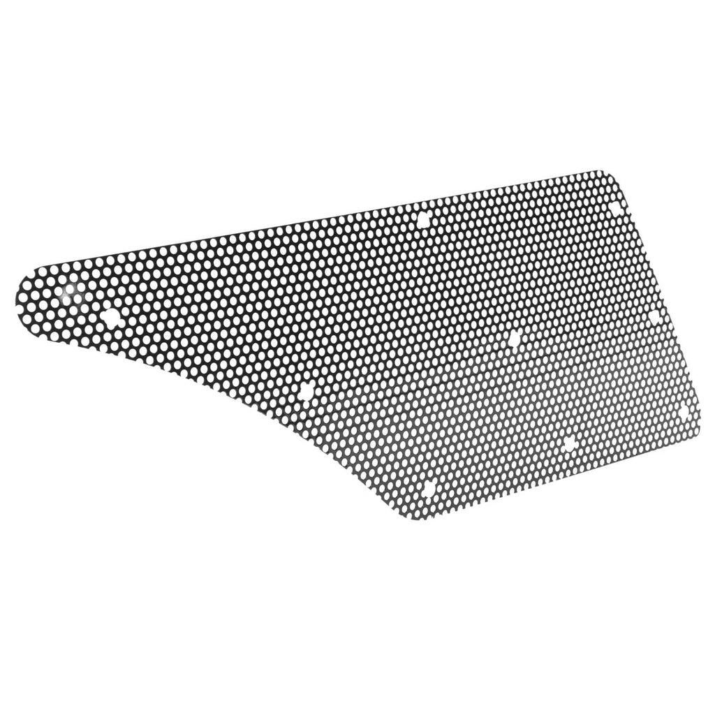 Perforated steel hood side screen with rectangular mesh and rounded end