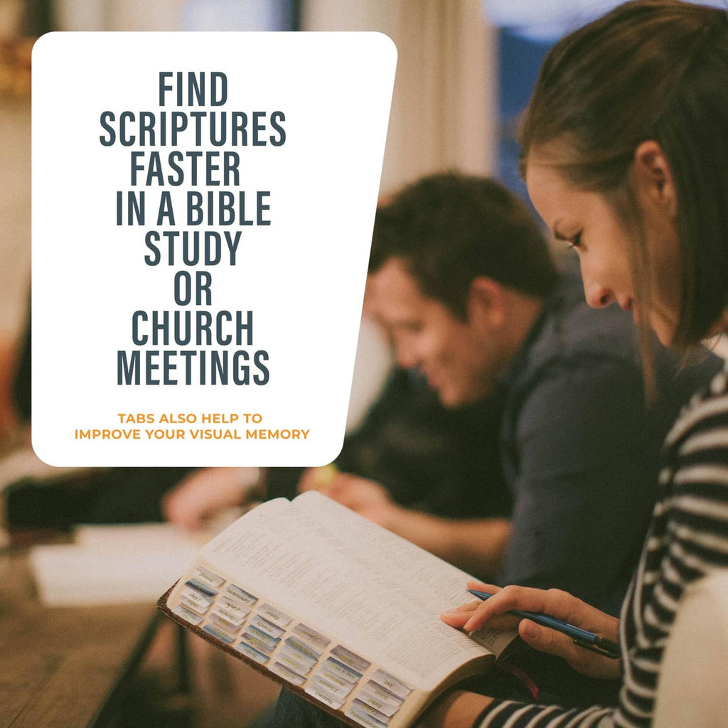 Bible with decorative book tabs to help find scriptures faster