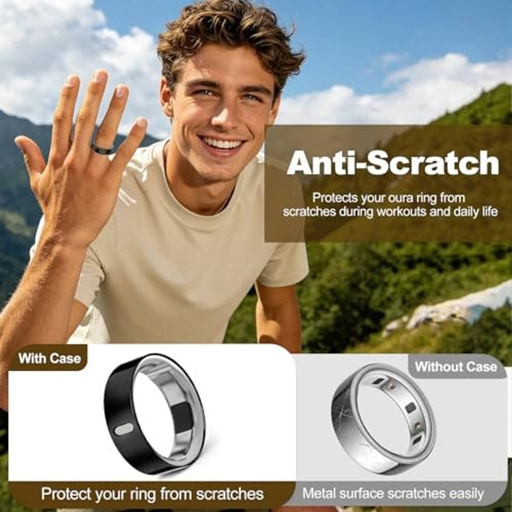 Black TPU ring cover and matching silver-toned cover, curved shells with side cutouts