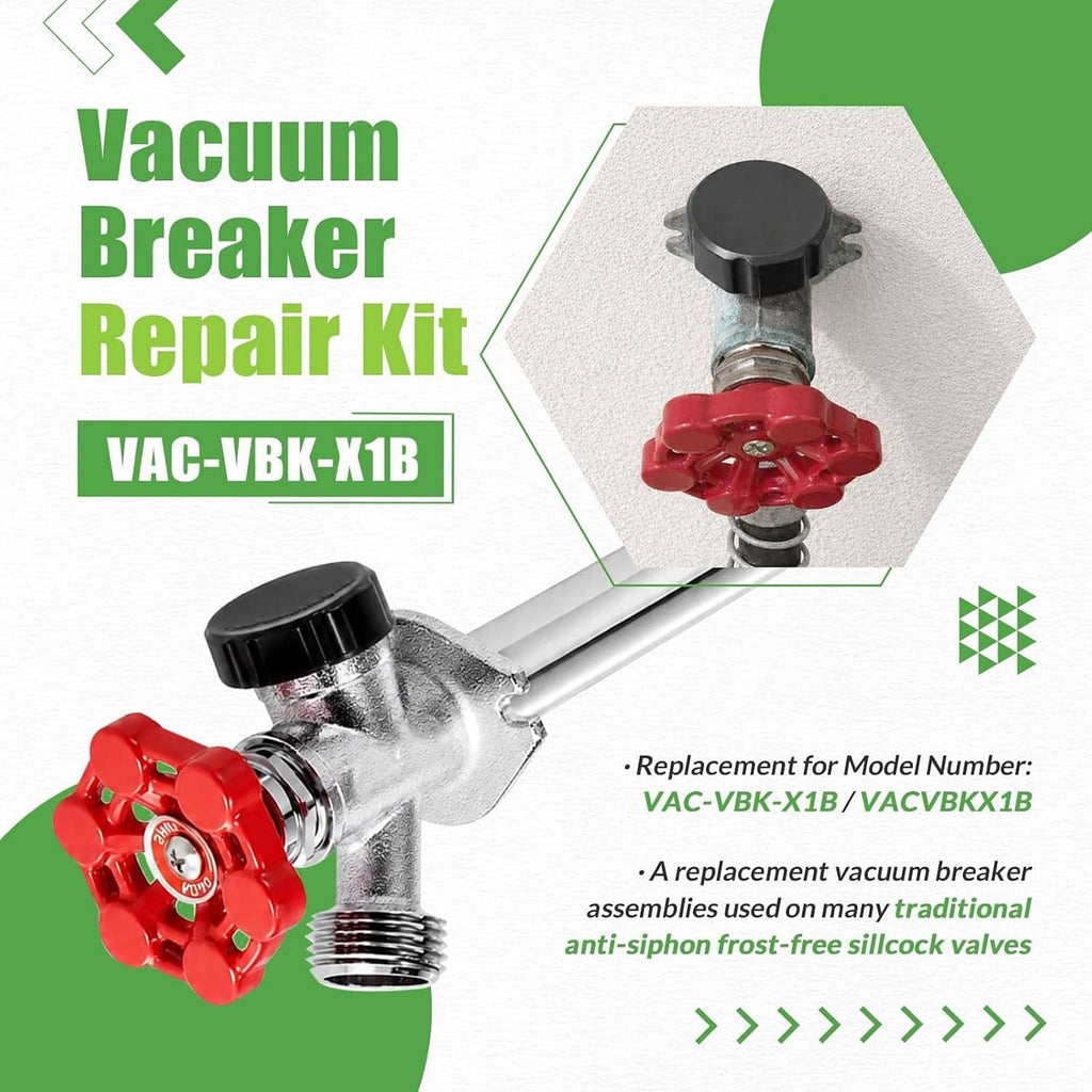 Vacuum breaker repair kit with red anti-siphon valve and metal stem fitting