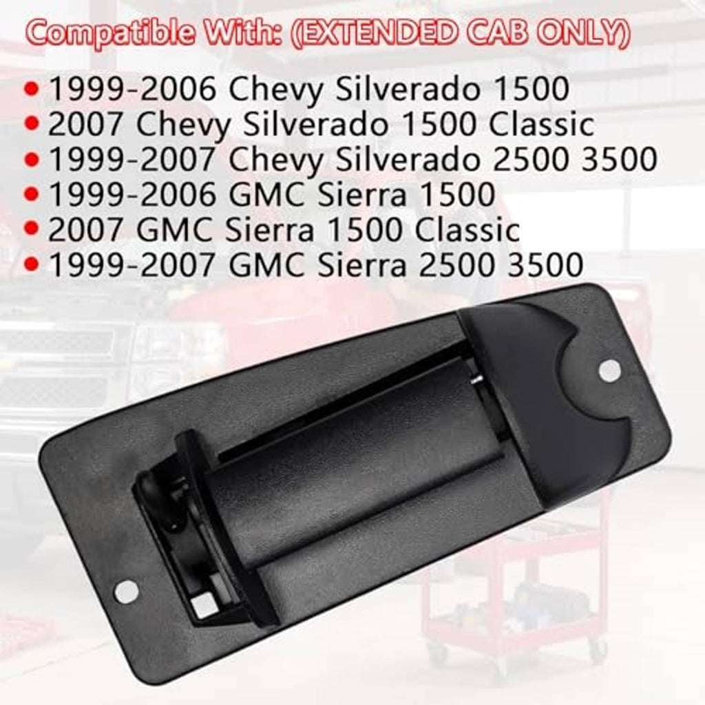 Black exterior door handle assembly with textured surface and mounting bracket