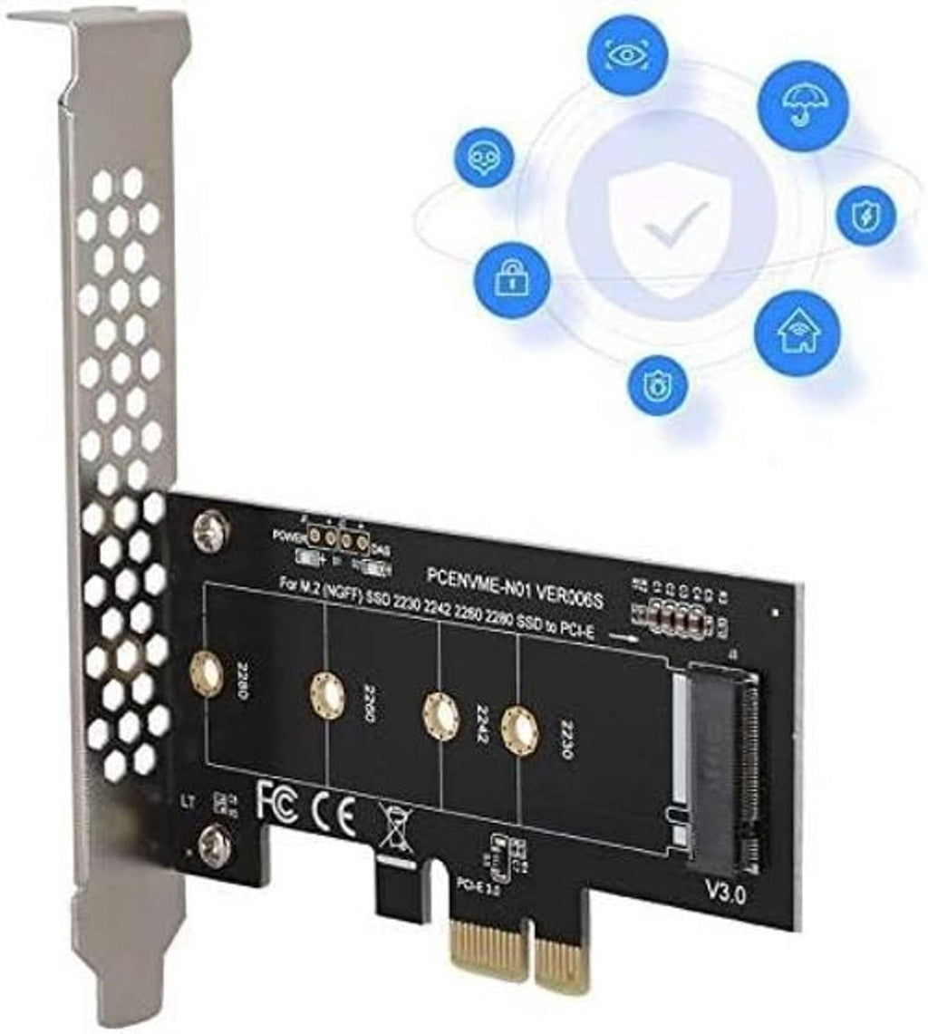 PCIe adapter card with tall vented bracket and M.2 NVMe connector on board