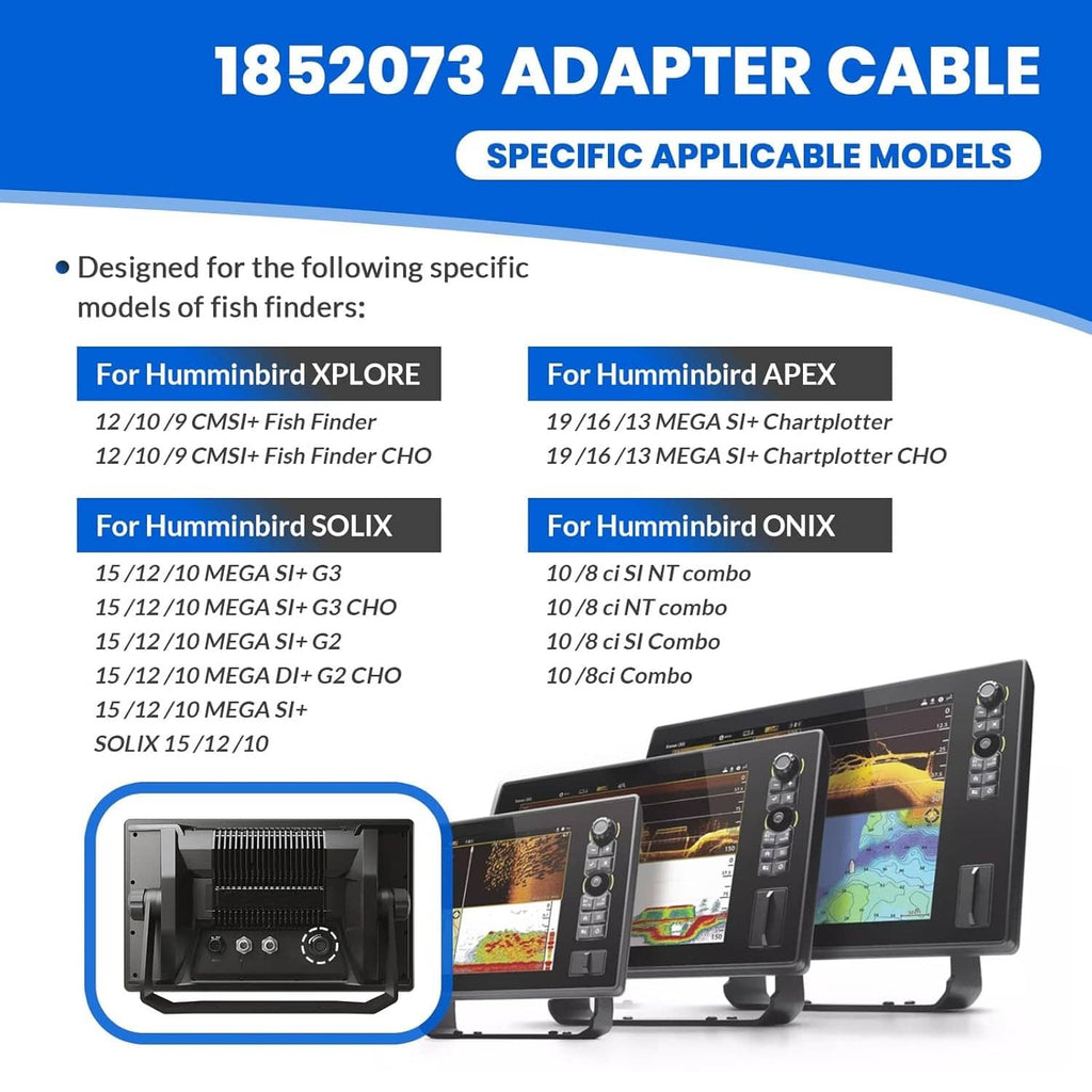 Adapter cable for sonar systems with multiple connector model compatibility layout.
