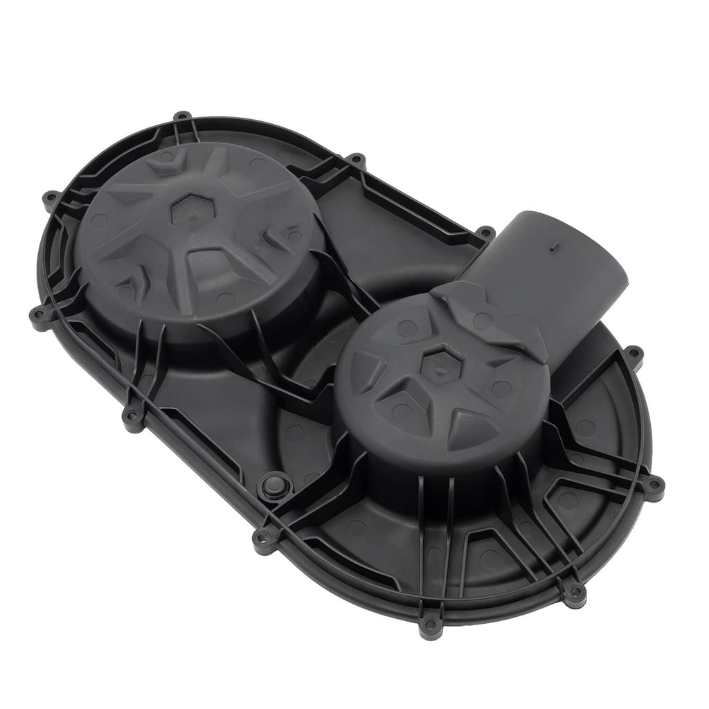 Black clutch cover with two circular fan covers and side intake opening