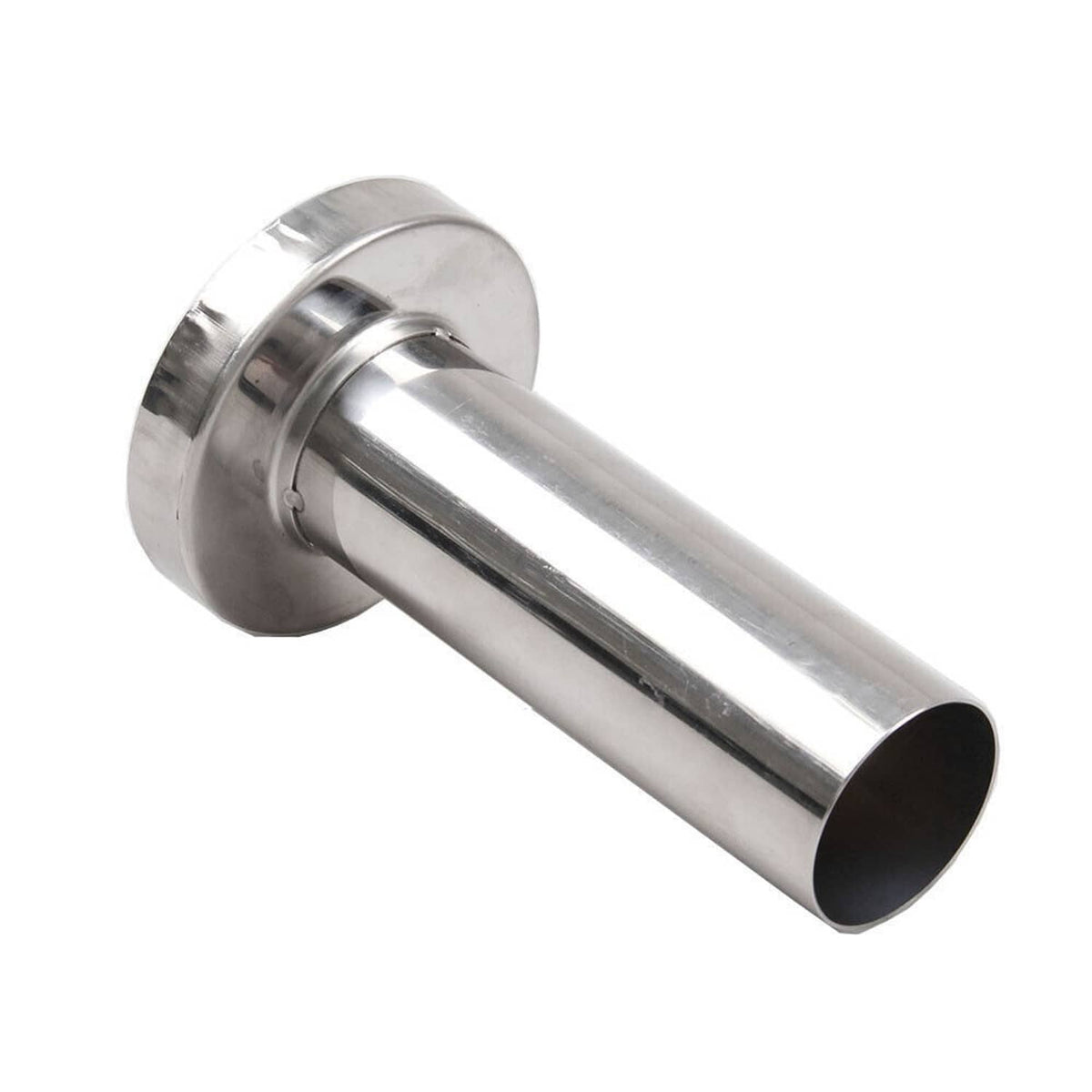 Stainless steel exhaust silencer insert with round flange and outlet opening