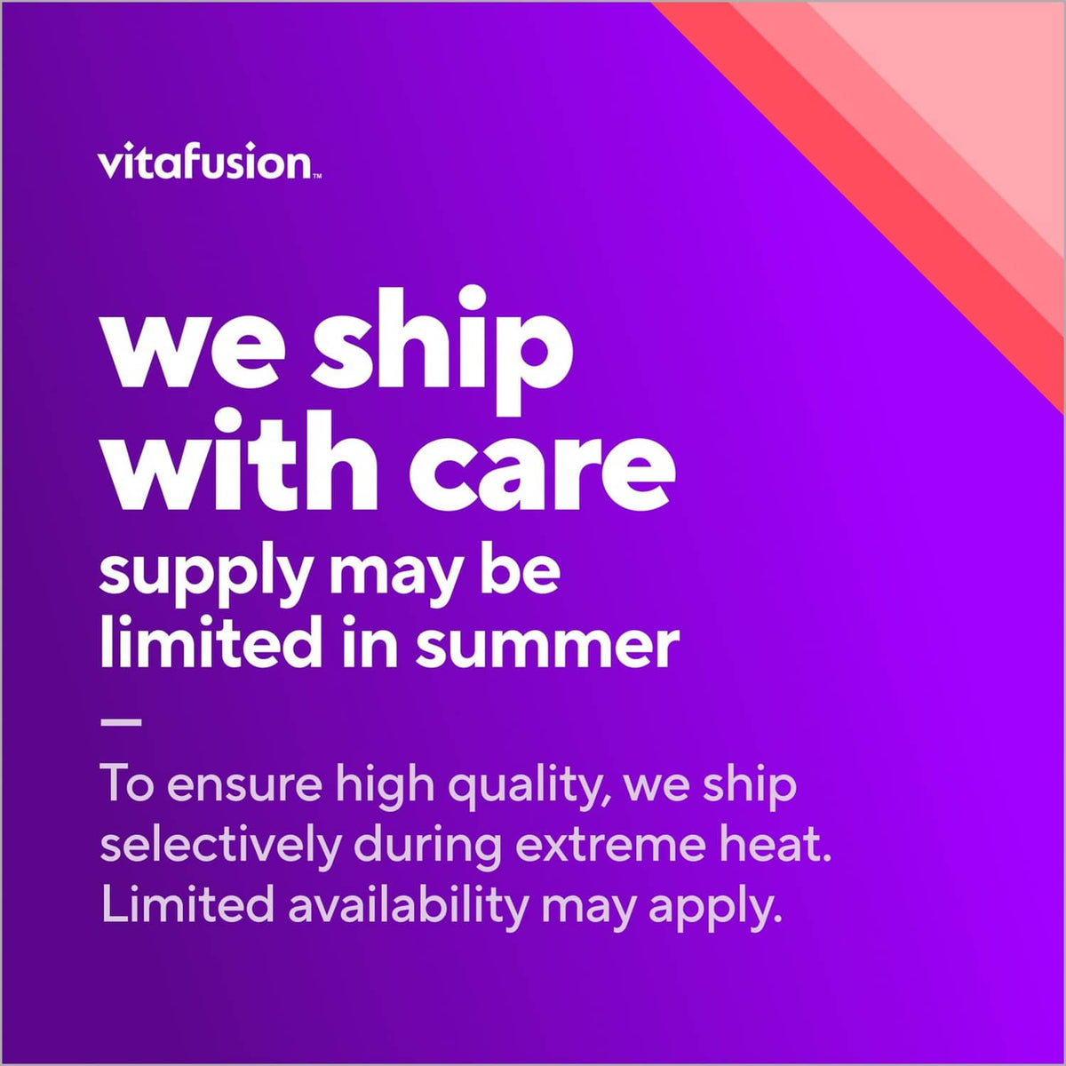 We ship with care product shipping card for multivitamin gummies