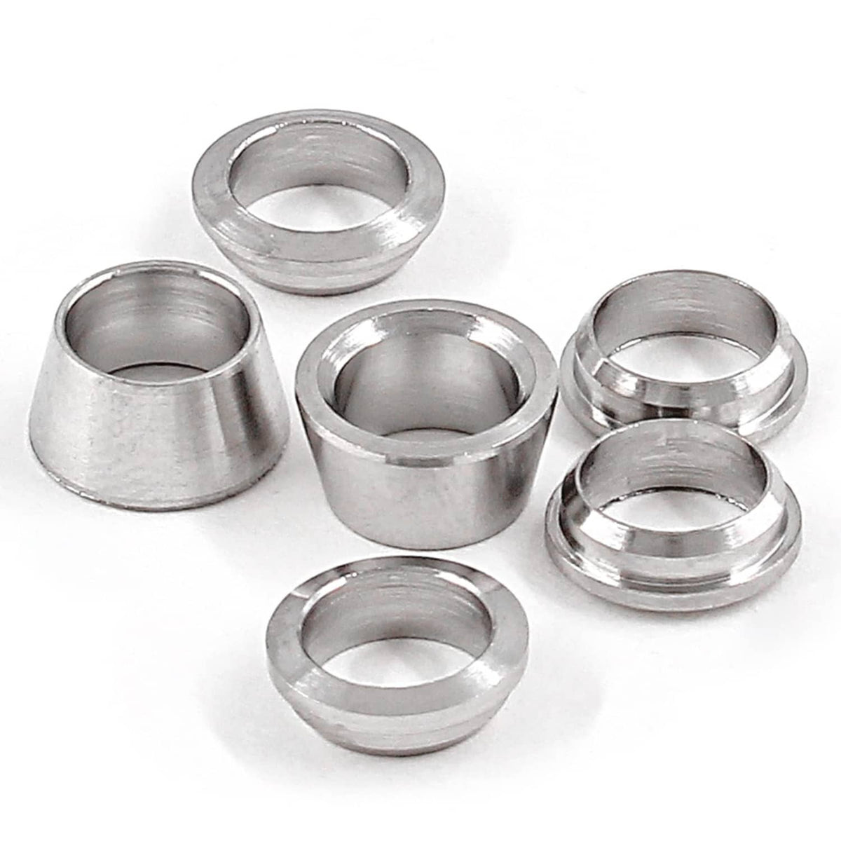 Stainless steel ferrule sleeves with open ring ends, assorted set