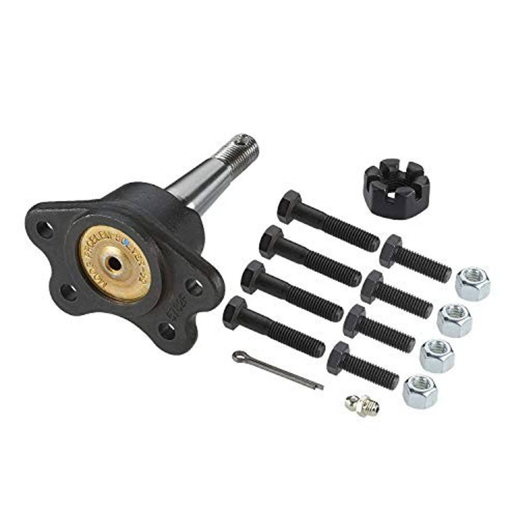 Front upper suspension ball joint with mounting plate, threaded stud, and seal ring