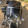 Smoked dark detachable motorcycle windshield with chrome mounting brackets