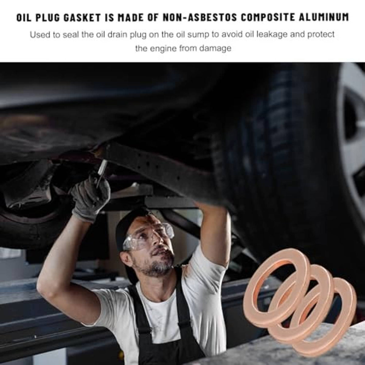 Copper seal rings for oil drain plug, shown ready for installation