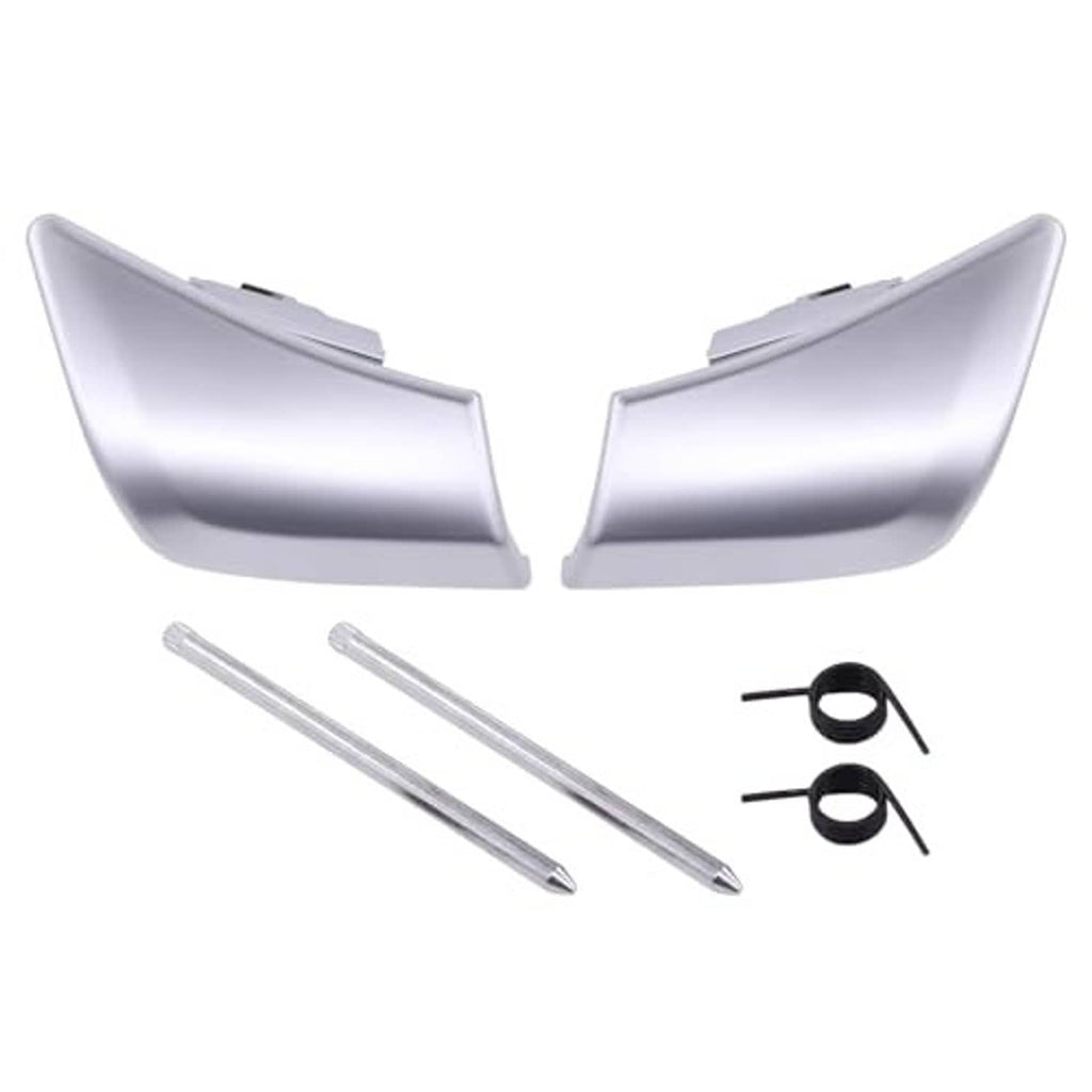 Silver seat down handle covers set, front left/right pair with mounting pins and clips