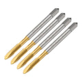4-piece spiral point thread taps, gold-tipped UNC screw tap tools