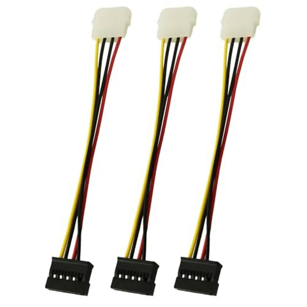 3-pack 4-pin IDE to SATA power adapter cables, three white plugs and black headers