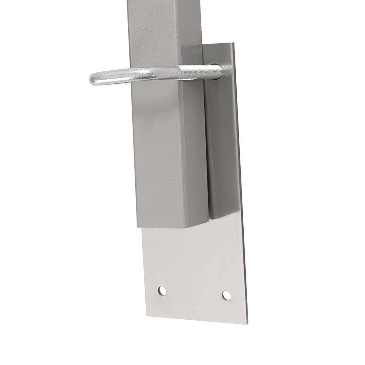 Metal trailer cross bar mounting bracket with crossbar pin and bolt holes