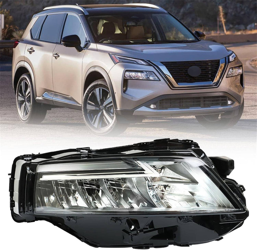 Right LED headlight assembly with clear lens and chrome reflectors installed