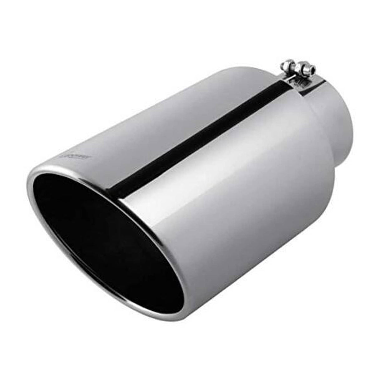 Chrome diesel exhaust tip with black inner outlet and clamp on top