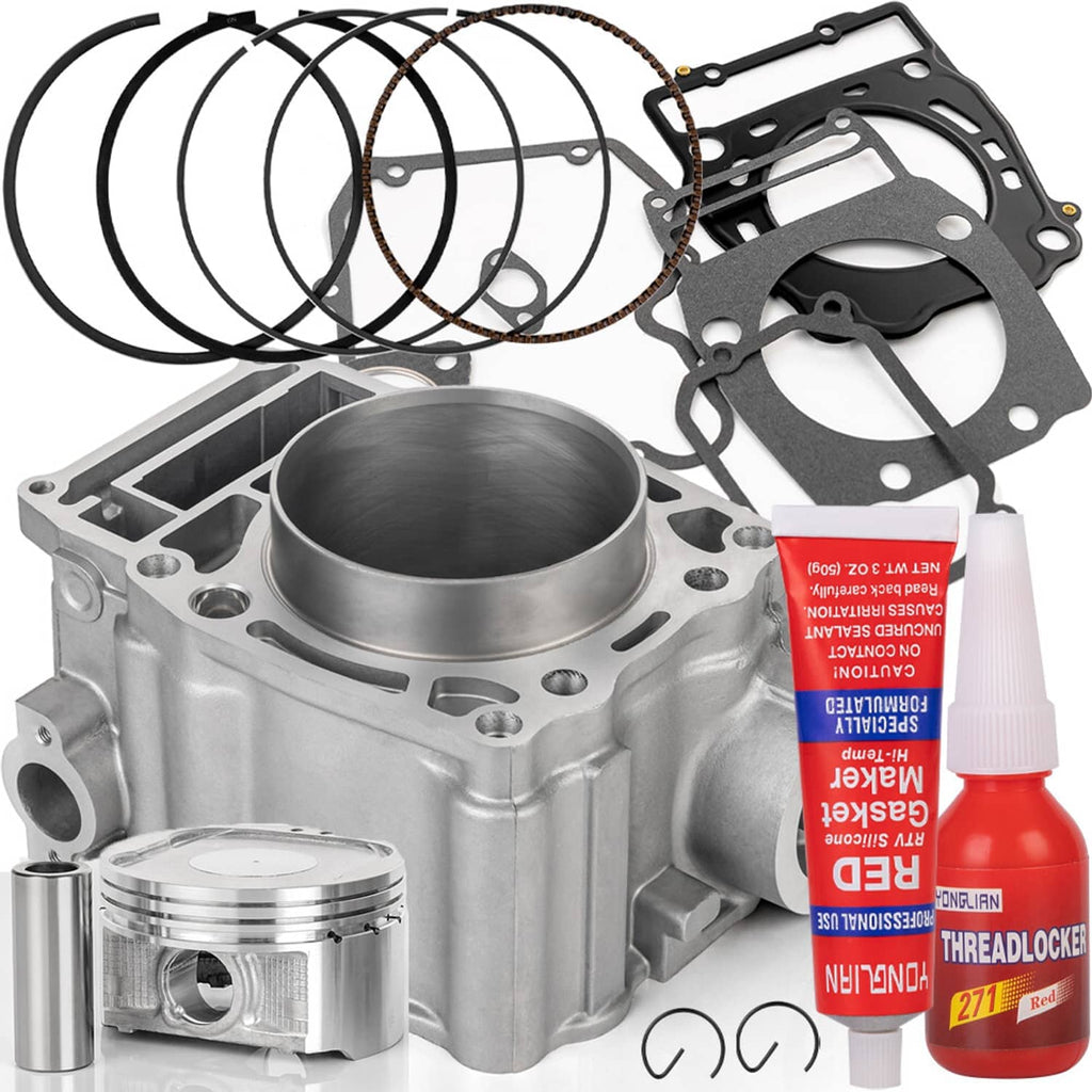 Cylinder and piston assembly with piston rings, head gasket, and seal parts