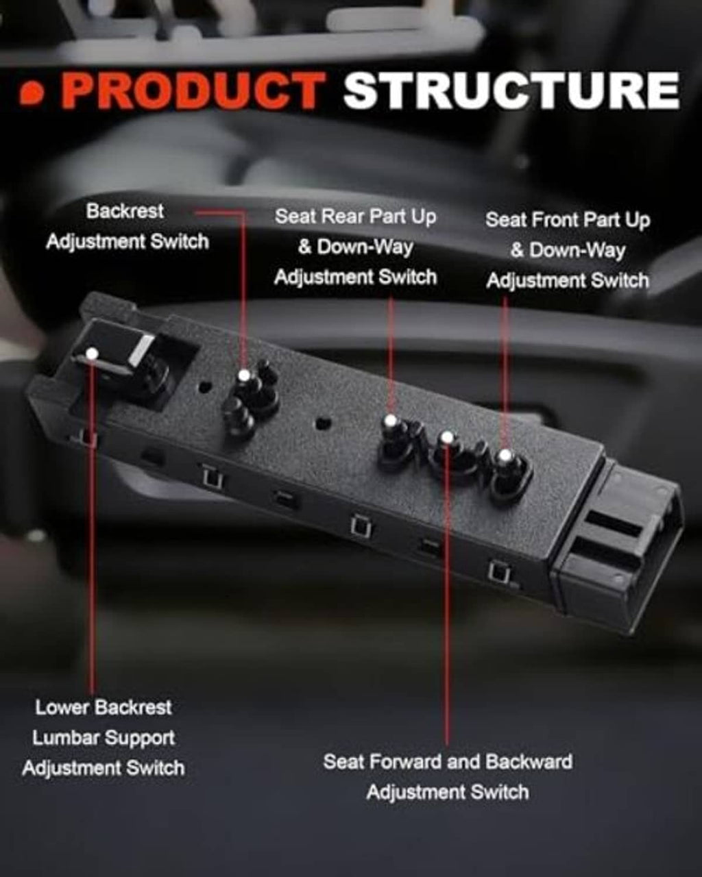 Seat adjustment switch module with multiple adjustment knobs and wiring ports