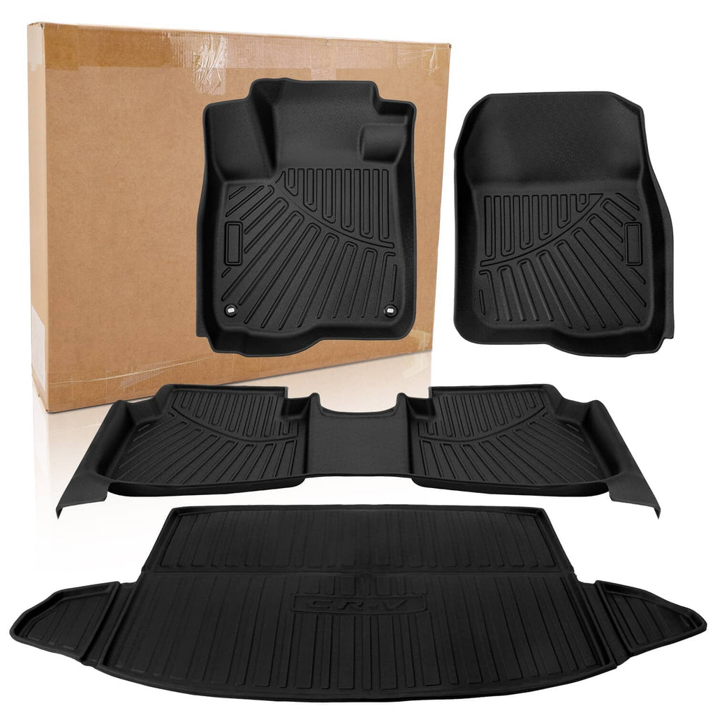 All-season floor mat set in black rubber, front and rear, with raised grip channels