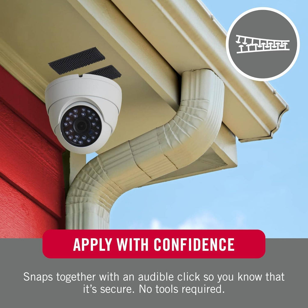 Extreme Lock mounting strips for outdoor camera mounting: apply with confidence, snaps secure