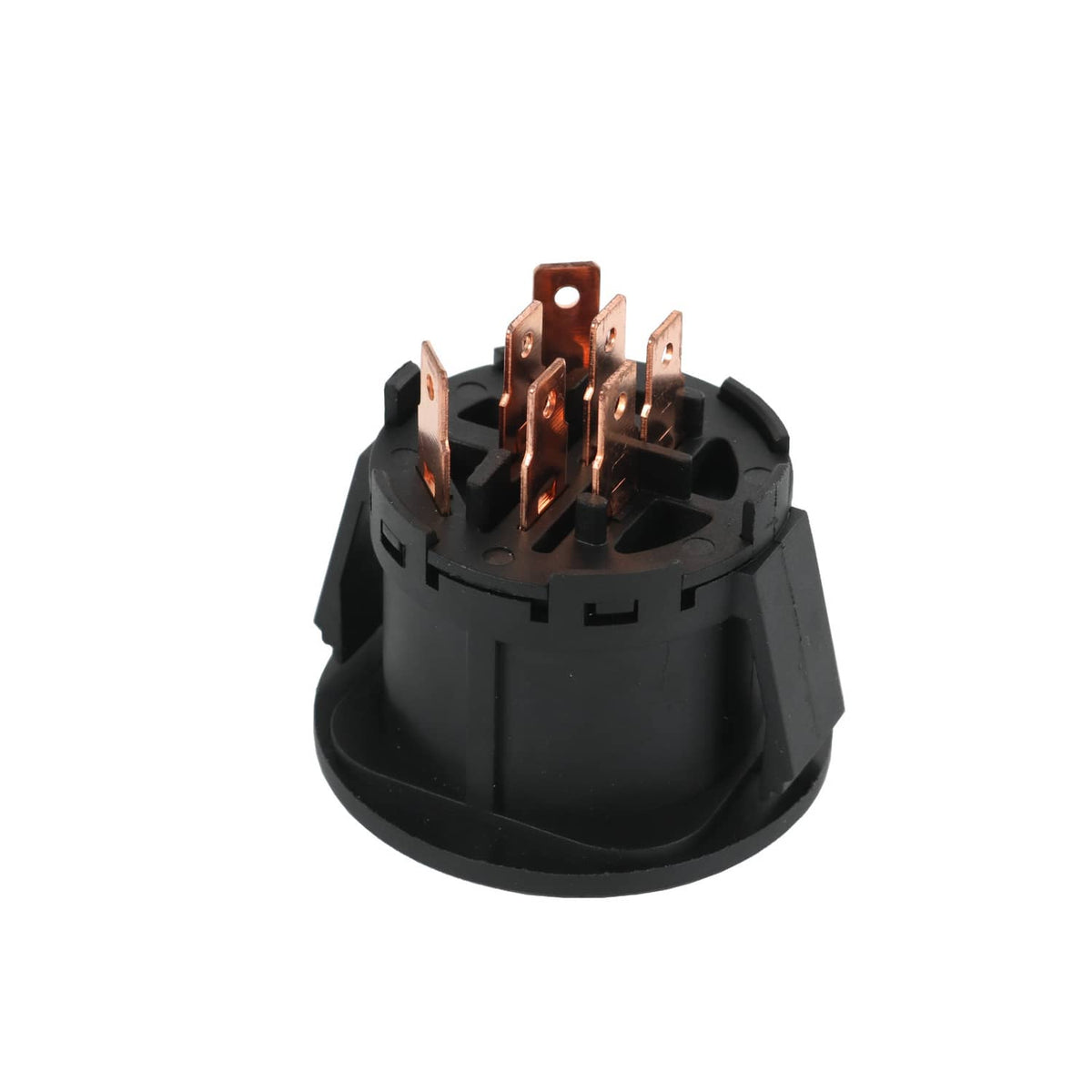 Ignition switch starter socket with exposed copper contacts in black housing