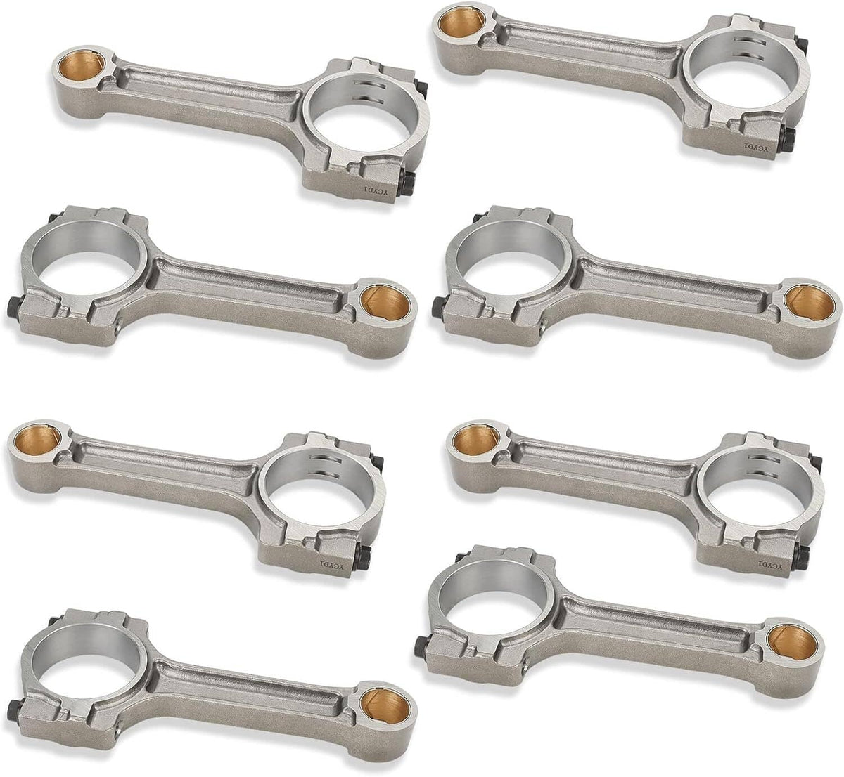 Set of steel connecting rods with bronze bushing, small-end cap bearings