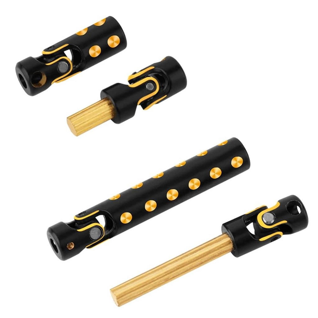 RC brass drive shaft components with exposed brass ends and black orange-dot housing