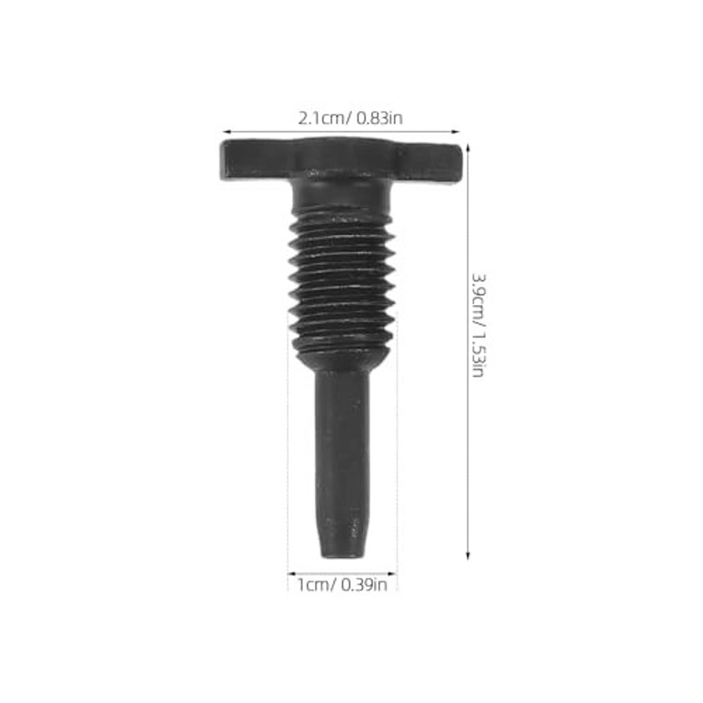 Black threaded oil release valve plug with wide head and short stem