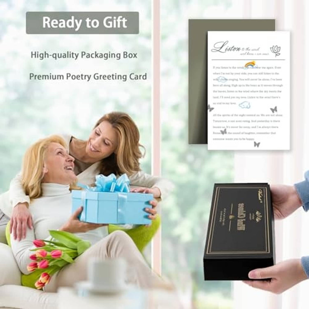 Wind chime gift packaging set with black box and greeting card