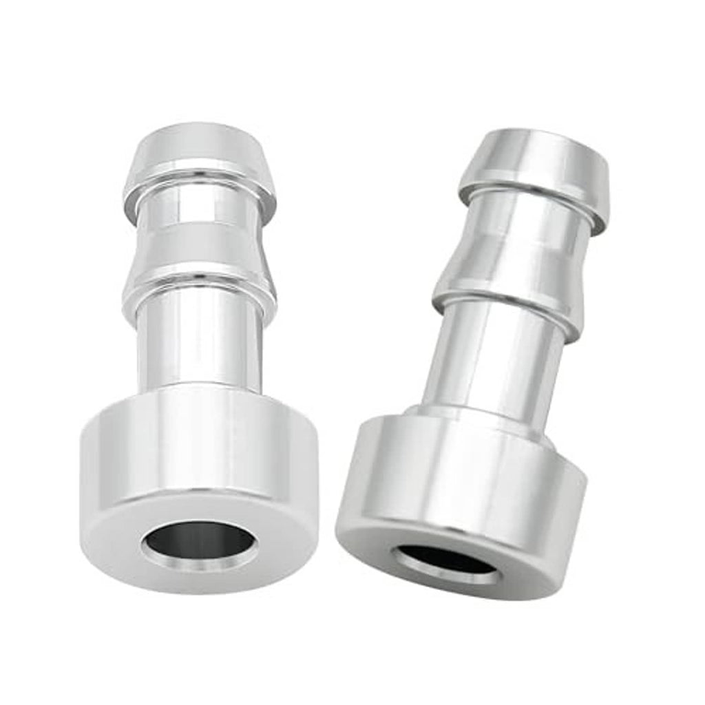 3/8 hose barb weld-on adapter, polished aluminum, barbed tail with flanged base
