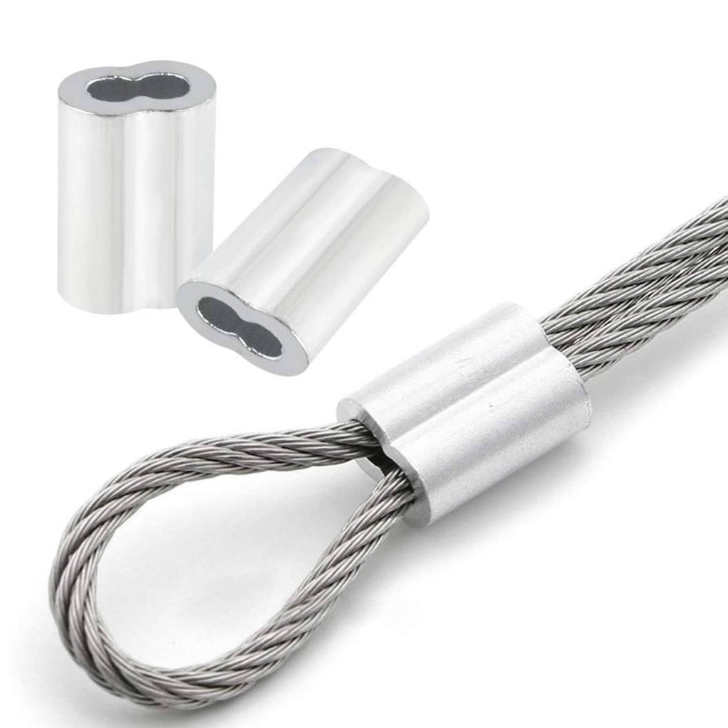 Aluminum cable ferrule sleeve crimped onto a steel wire loop for connections