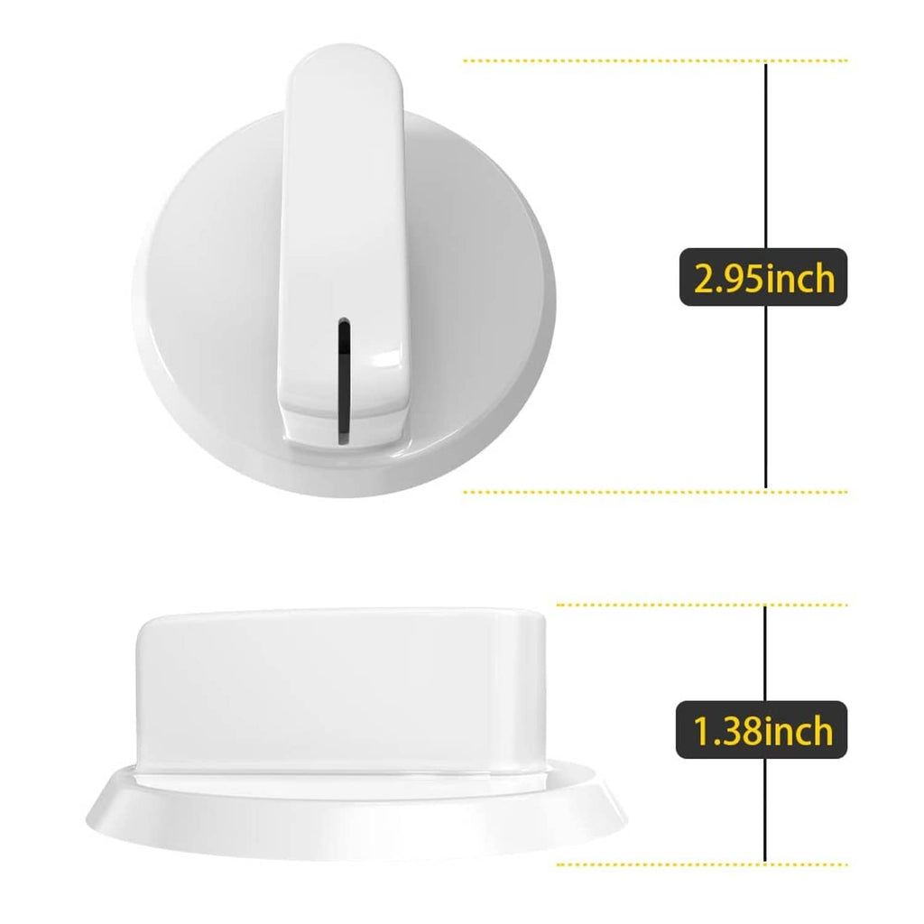 White dryer timer control knob assembly, 2.95 in tall x 1.38 in wide