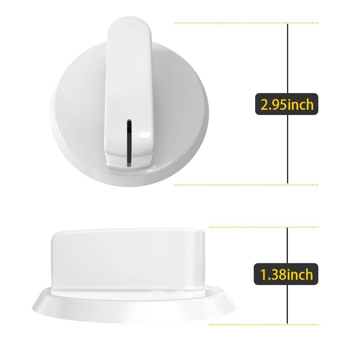 White dryer timer control knob assembly, 2.95 in tall x 1.38 in wide