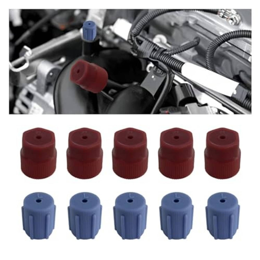 AC service caps set: five red and five blue caps, each with a central hole