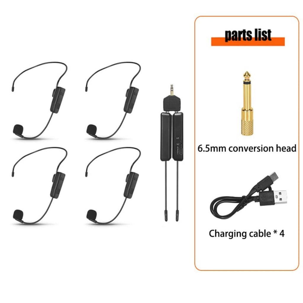 Wireless headset mic parts set with 6.5mm adapter head and charging cable