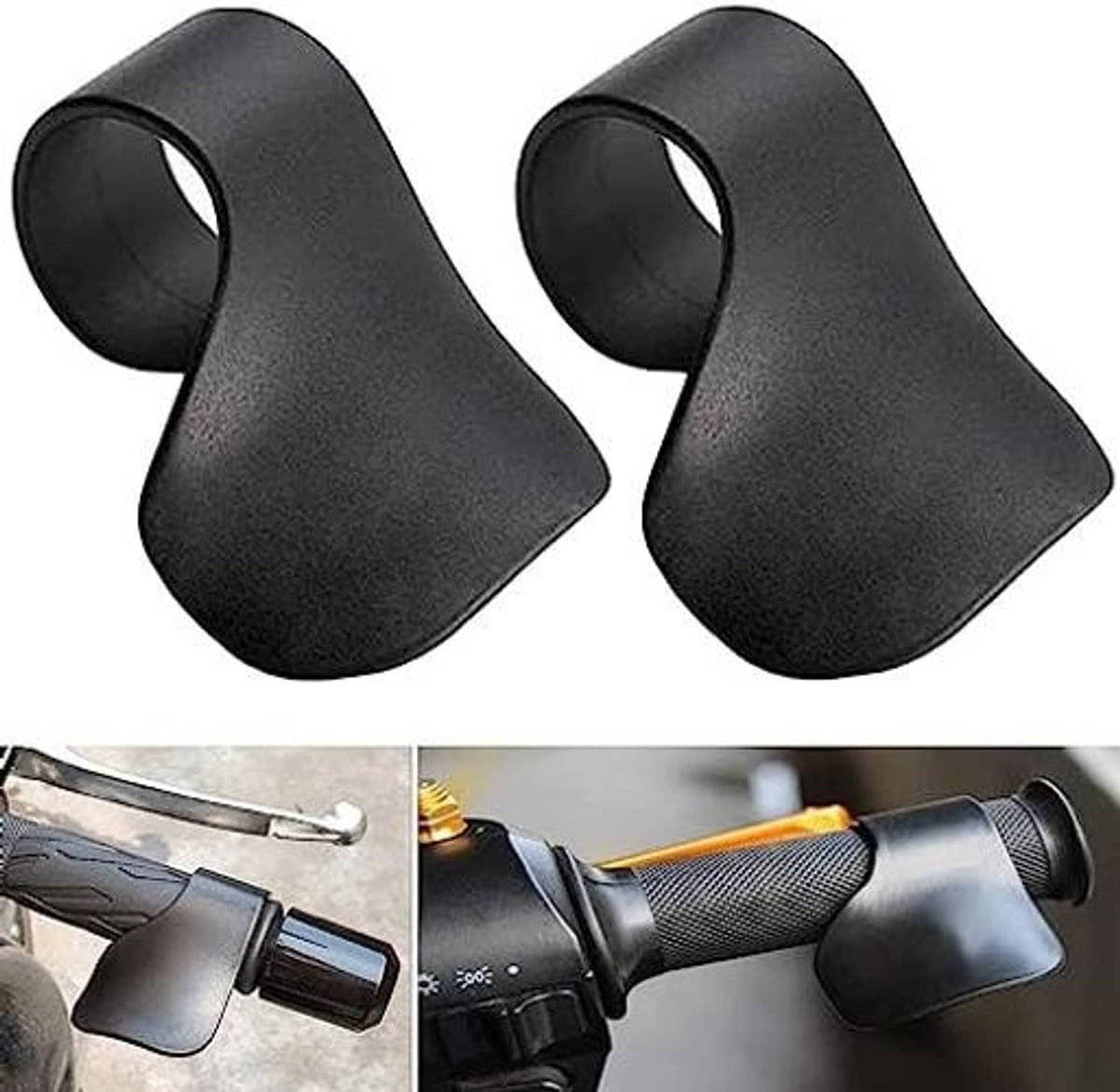 Two black throttle assist covers, angled view with circular openings