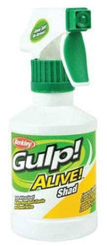 Gulp! Alive! Shad fish attractant spray bottle, green trigger and white bottle