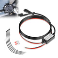 Motorcycle power cable kit with black wire harness and inline controller module