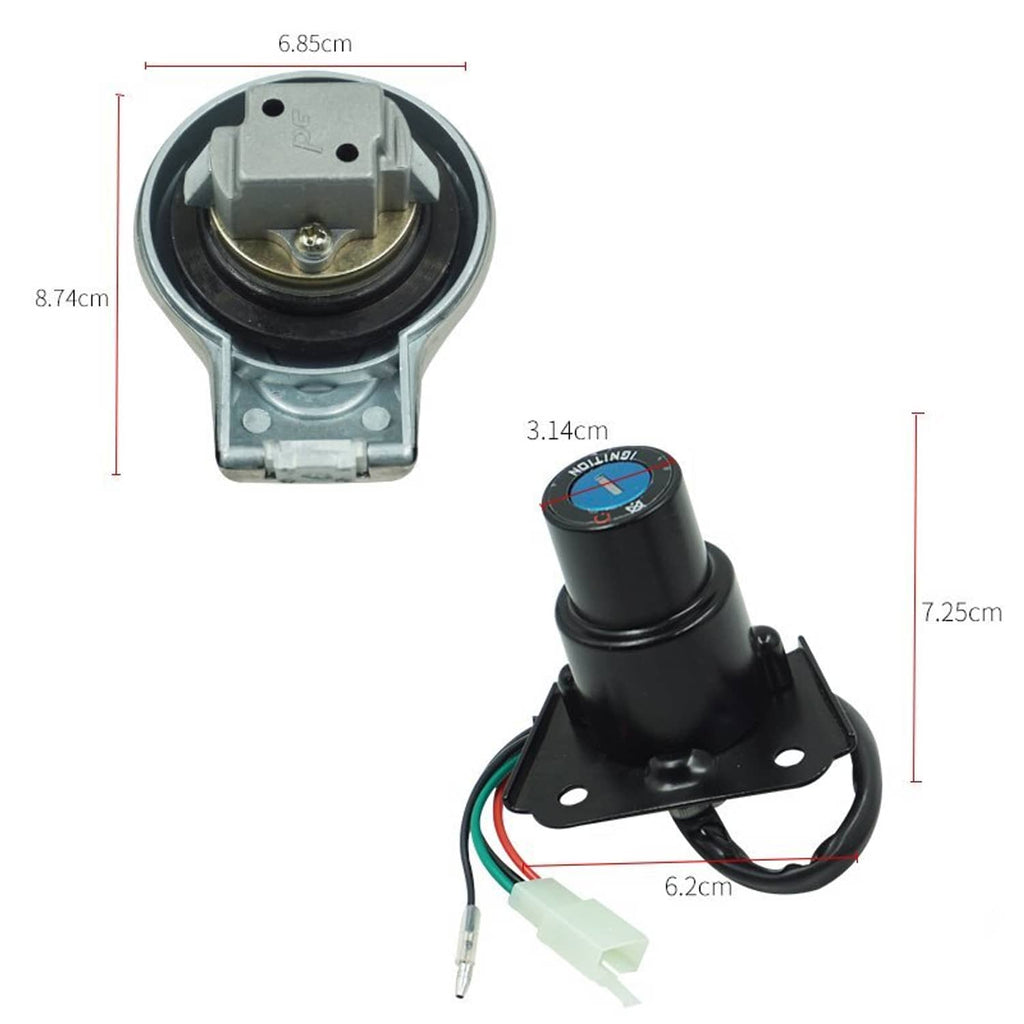 Ignition switch cylinder with mounting plate, wiring connector and keys