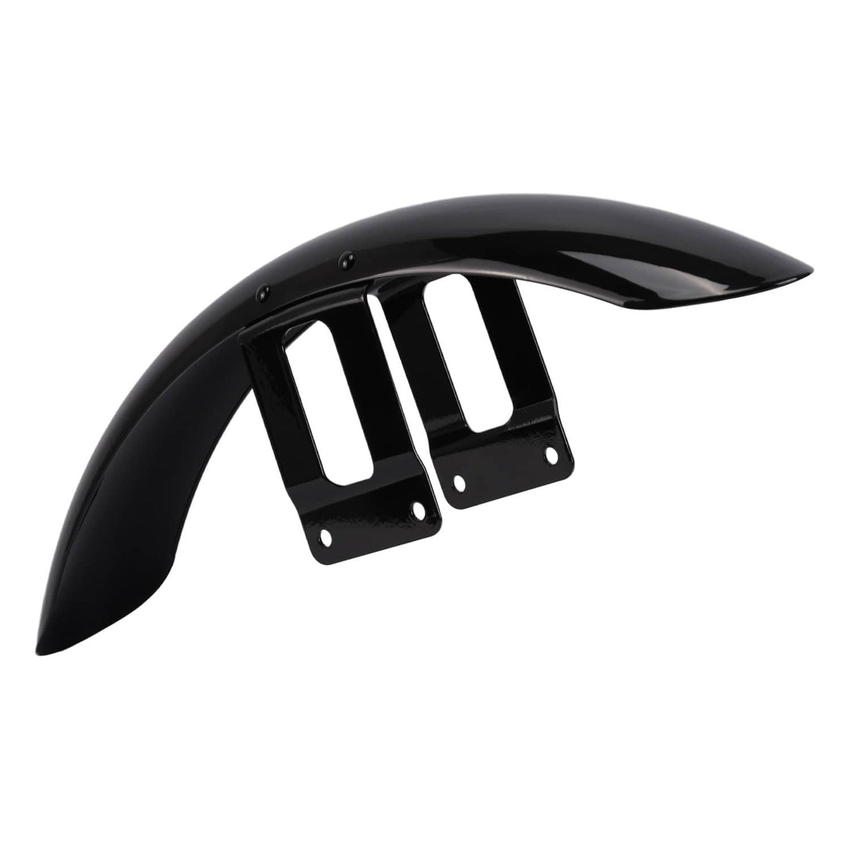 Black front fender mudguard cover with two mounting brackets positioned under the fender.